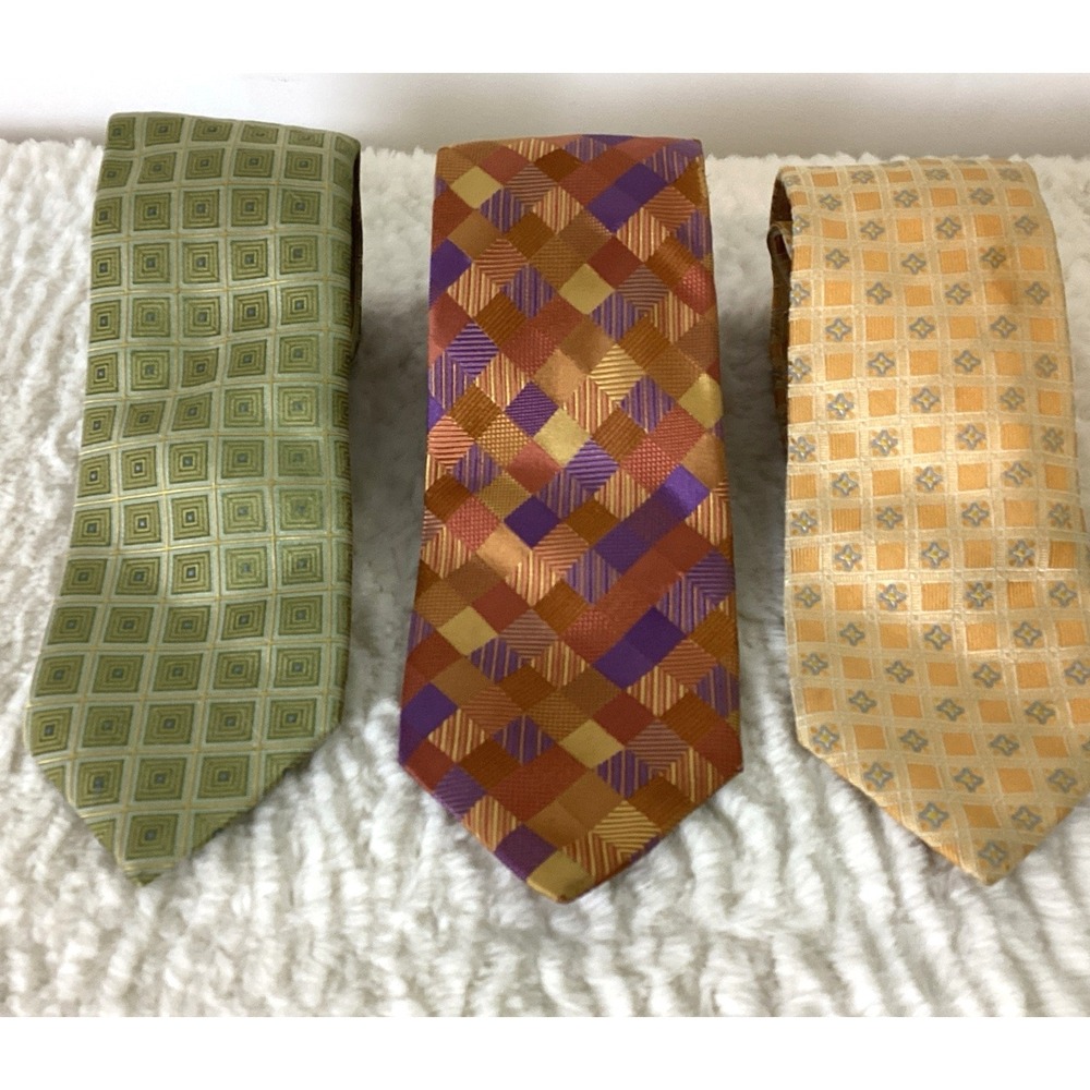Geoff Nicholson 100% Silk Neck Ties Made Italy Men's Designer Lot of 3